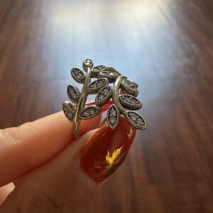 RETIRED Pandora Charm - Sparkling Leaves Statement Ring